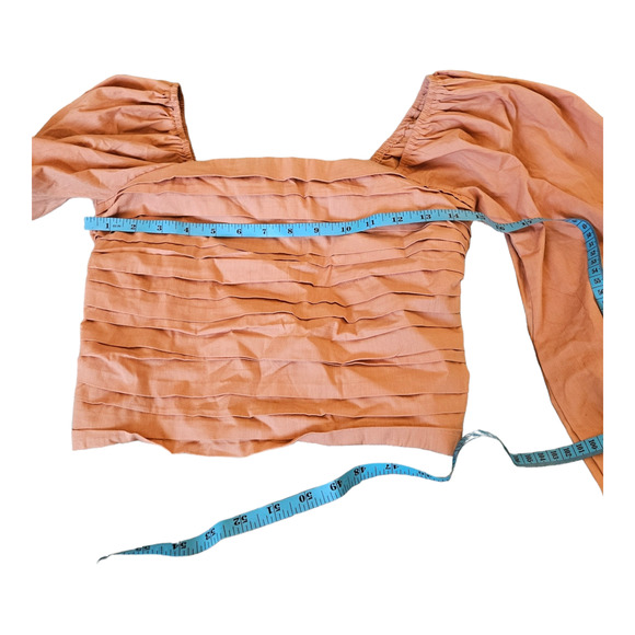 Abercrombie & Fitch Small Orange Long Sleeve Cropped Shirt - Picture 7 of 9